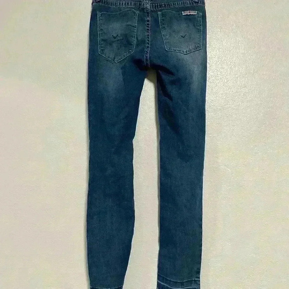 250. Hudson Skinny Jeans Distressed Ripped Girls Size 8 Dark Wash Straight - Picture 4 of 7